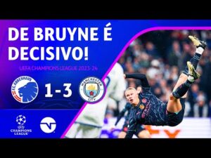 Haaland quase faz um gol acrobático, Ederson falha e De Bruyne decide no jogo entre Copenhague e Manchester City