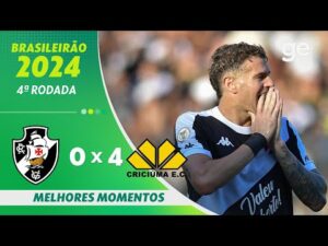 Vasco 0 x 4 Criciúma: Melhores Momentos - 4ª rodada Brasileirão Série A 2024
