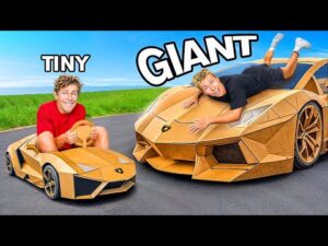 Building GIANT vs TINY Cars Challenge! Who can build the fastest car?