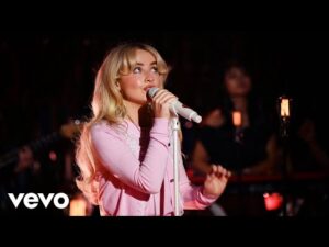 Sabrina Carpenter performs Please Please Please in the Live Lounge