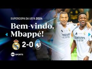 Mbappé marca na estreia, Vini Jr dá show e Real Madrid conquista o título ao vencer Atalanta por 2x0