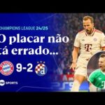 Harry Kane marca 4 gols e Bayern aplica goleada histórica na estreia da Champions League contra o Zagreb